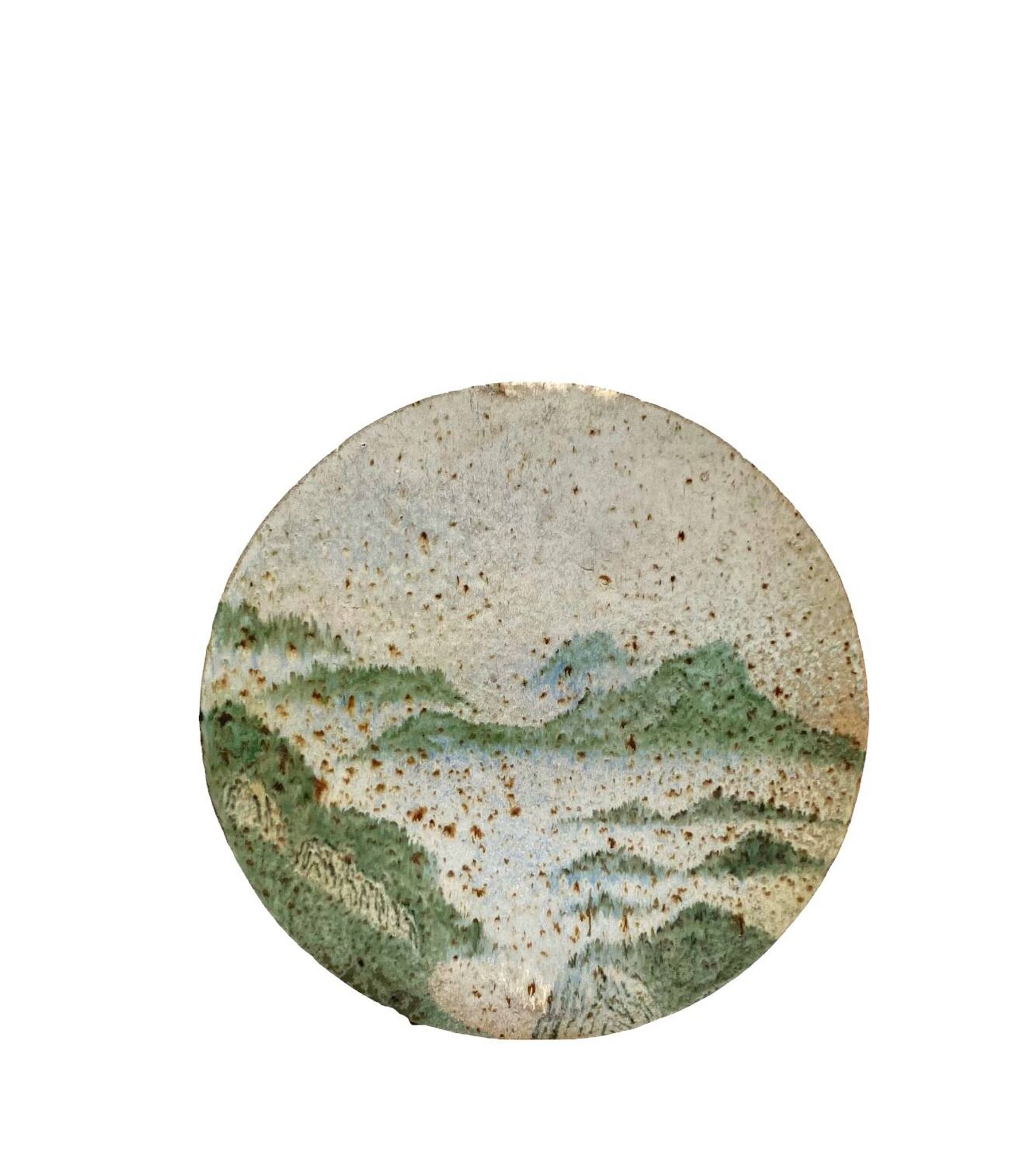 Pierre Devie, Mid-century modern green ceramic solifleur vase, France 1980