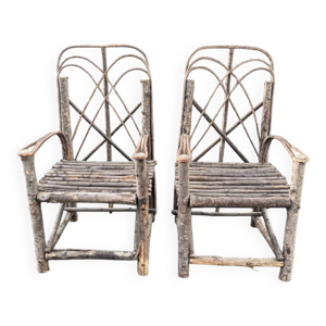 Paire de fauteuils en - naturel