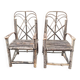 Pair of rustic natural wood armchairs