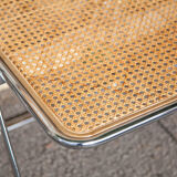 Set of 3 folding chairs in rattan and chromed metal, vintage chair, design, 60's