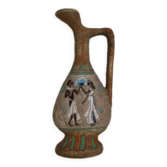 Vintage Egyptian Patterned Pitcher Vase