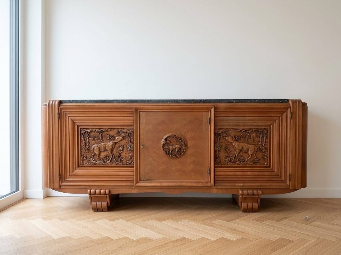 Art Deco sideboard in solid wood