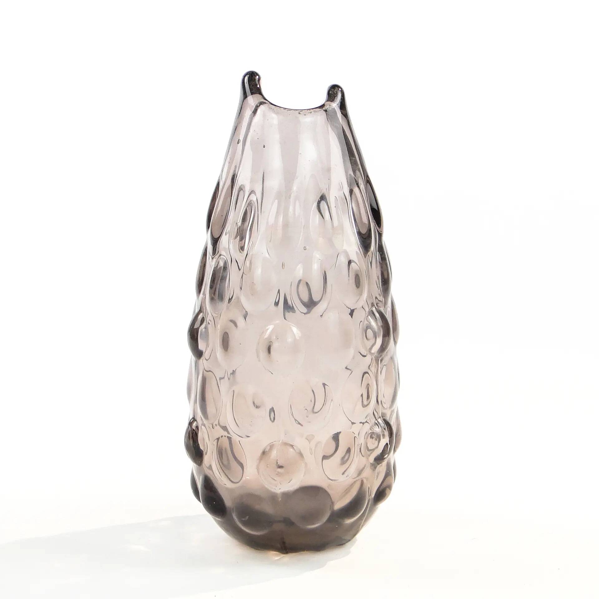 Fasolka vase, grey glass, designed by J. S. Drost, Ząbkowice, Poland, 1970s