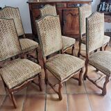 Six French Os De Mouton Style Dining Chairs in Carved Wood