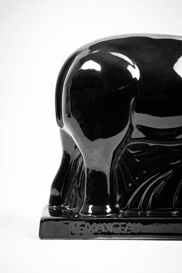 Charles lemanceau, saint-clément earthenware factory - elephant and baby elephant