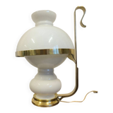 Lampe de table Vecchia Marina en verre opalin et laiton, 1950