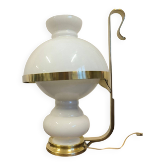 Lampada Vecchia Marina 1950 ottone/vetro opalino