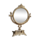 Large round psyche/tilting table mirror, louis xvi/baroque style, in polished patinated brass. 35 x 22 cm