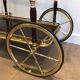 Rolling table in brass and mahogany with removable trays