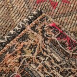 3x9 Faded Brown & Red Geometric Style Rug, Vintage Kilim Rug, 92x280Cm