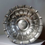 Large basin, bowl, Olri Italy vintage 1950s silver plated hammered.