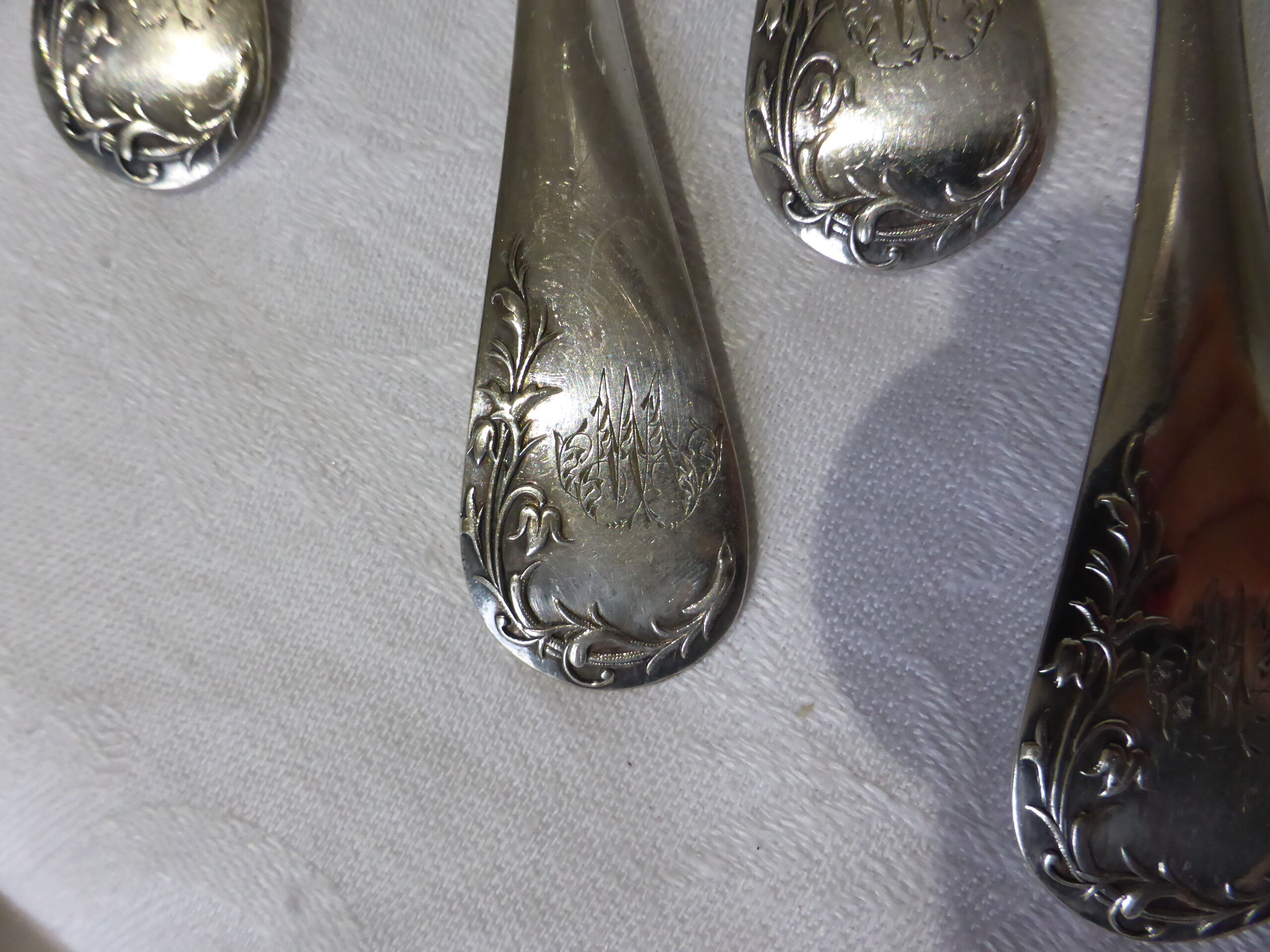 6 vintage silver plated soup spoons with hallmarks