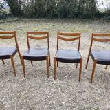4 chaises vintage bois et skaï années 70