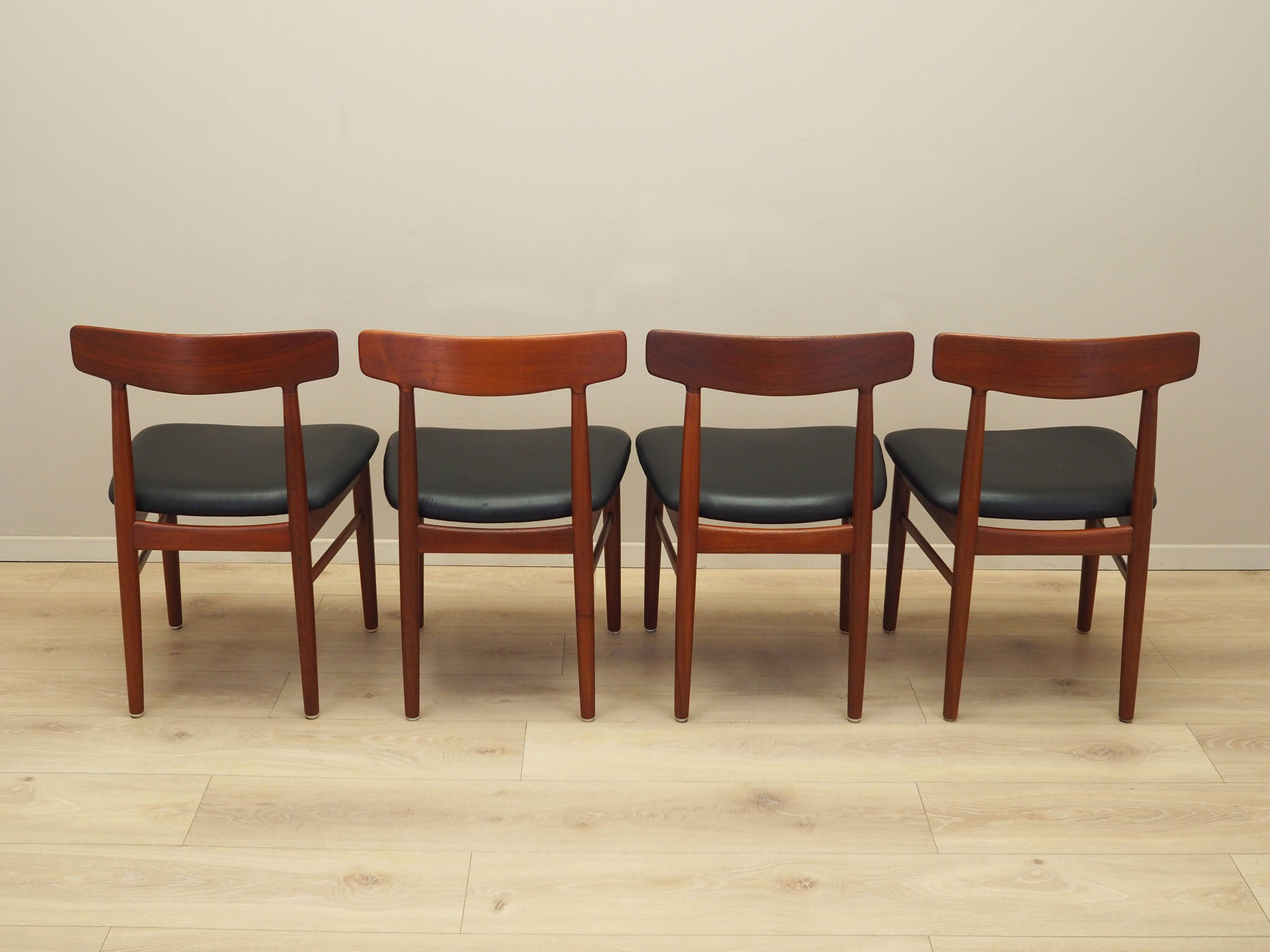 Set of four teak chairs, Danish design, 1960s, manufacture: Bruno Hansen, d