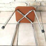 Set of 2 brown leatherette stools