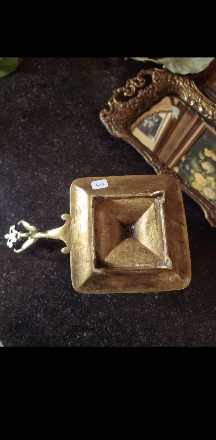 Large bronze hand candle holder