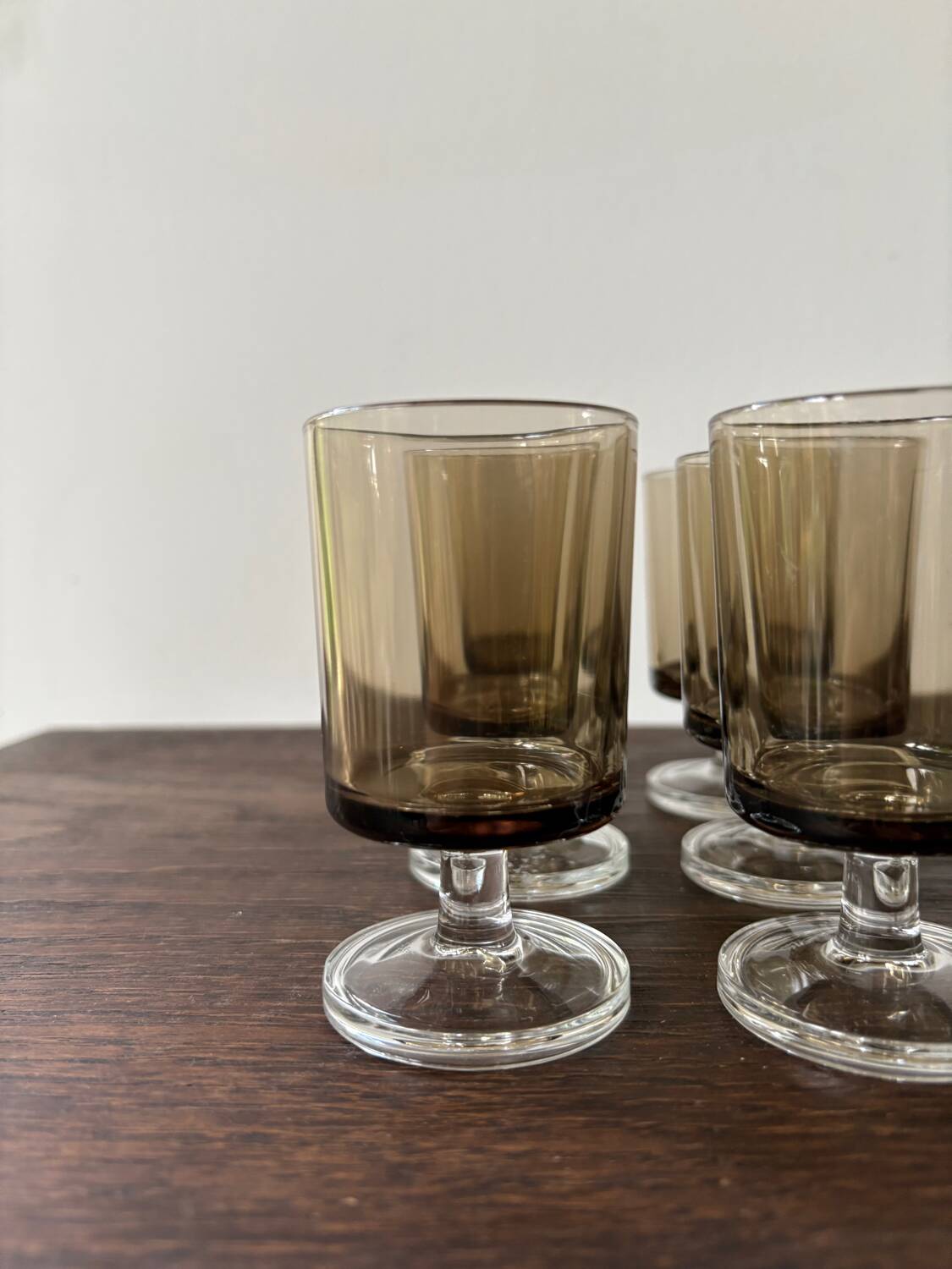 Set of 6 vintage Luminarc stemmed glasses from the 70s