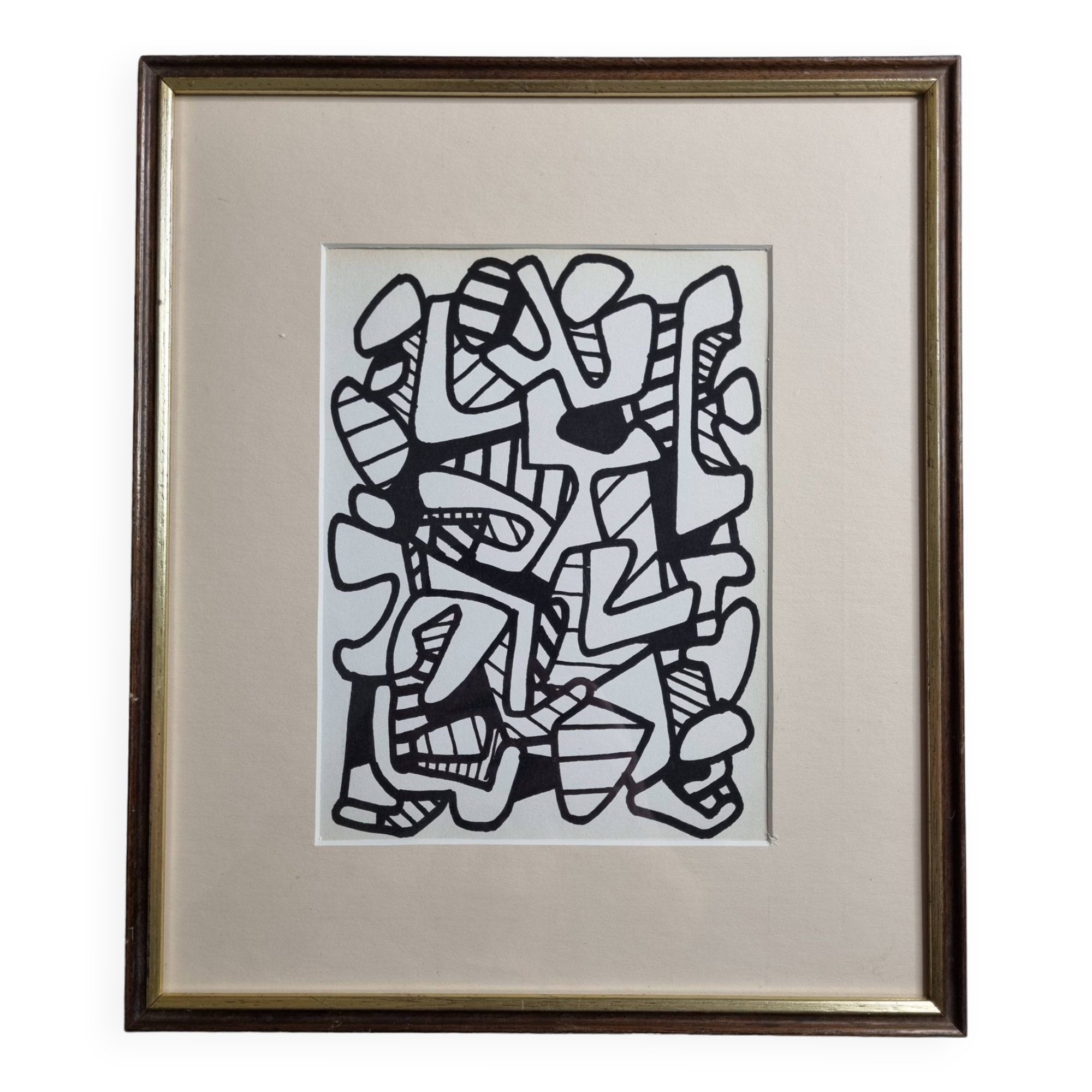 Screenprint after Jean Dubuffet framed under glass 24 cm by 31 cm