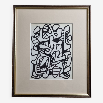 Screenprint after Jean Dubuffet framed under glass 24 cm by 31 cm