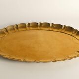 Hollywood Regency Large Oval Brass Tray by Firma Lars Holmström, Sweden 1940's