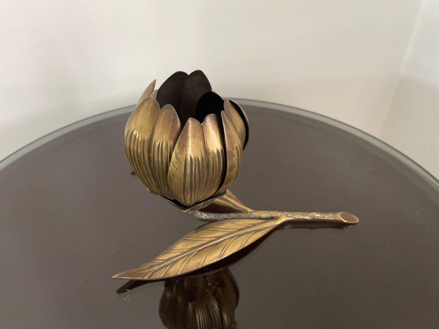 Vintage brass flower ashtray 1970