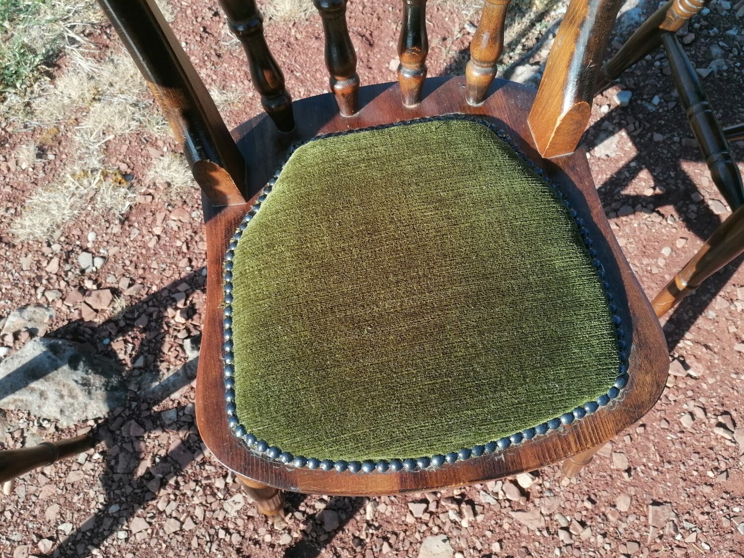 Set of 4 vintage reupholstered English country seat ltd bistro chairs