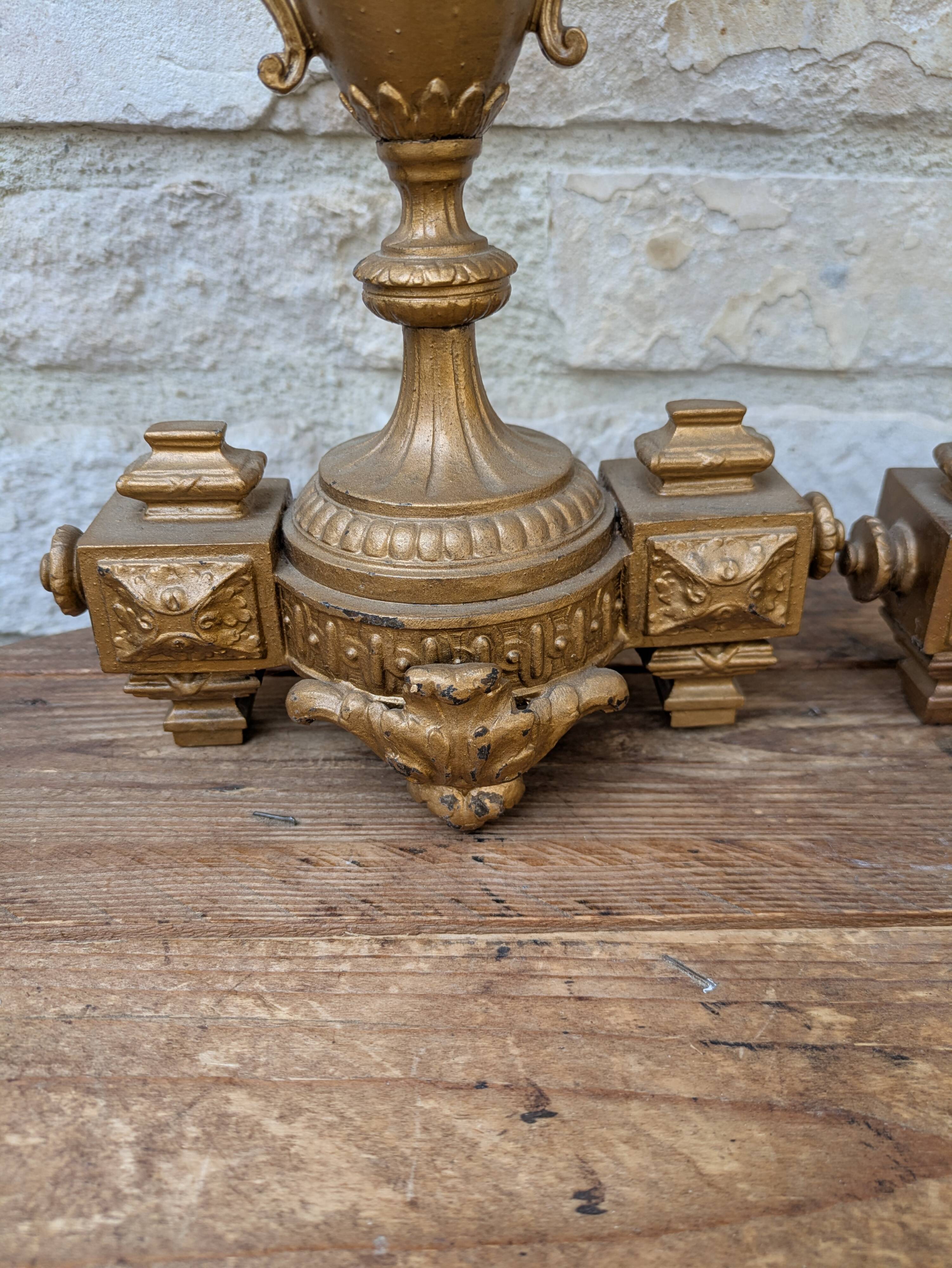 Pair of metal candelabra candle holders with 5 branches, 41cm