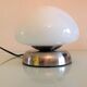 Bedside lamp in white opaline and chromed metal, 70s-80s
