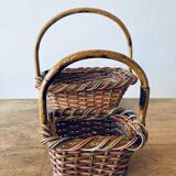 Pair of colorful wicker baskets