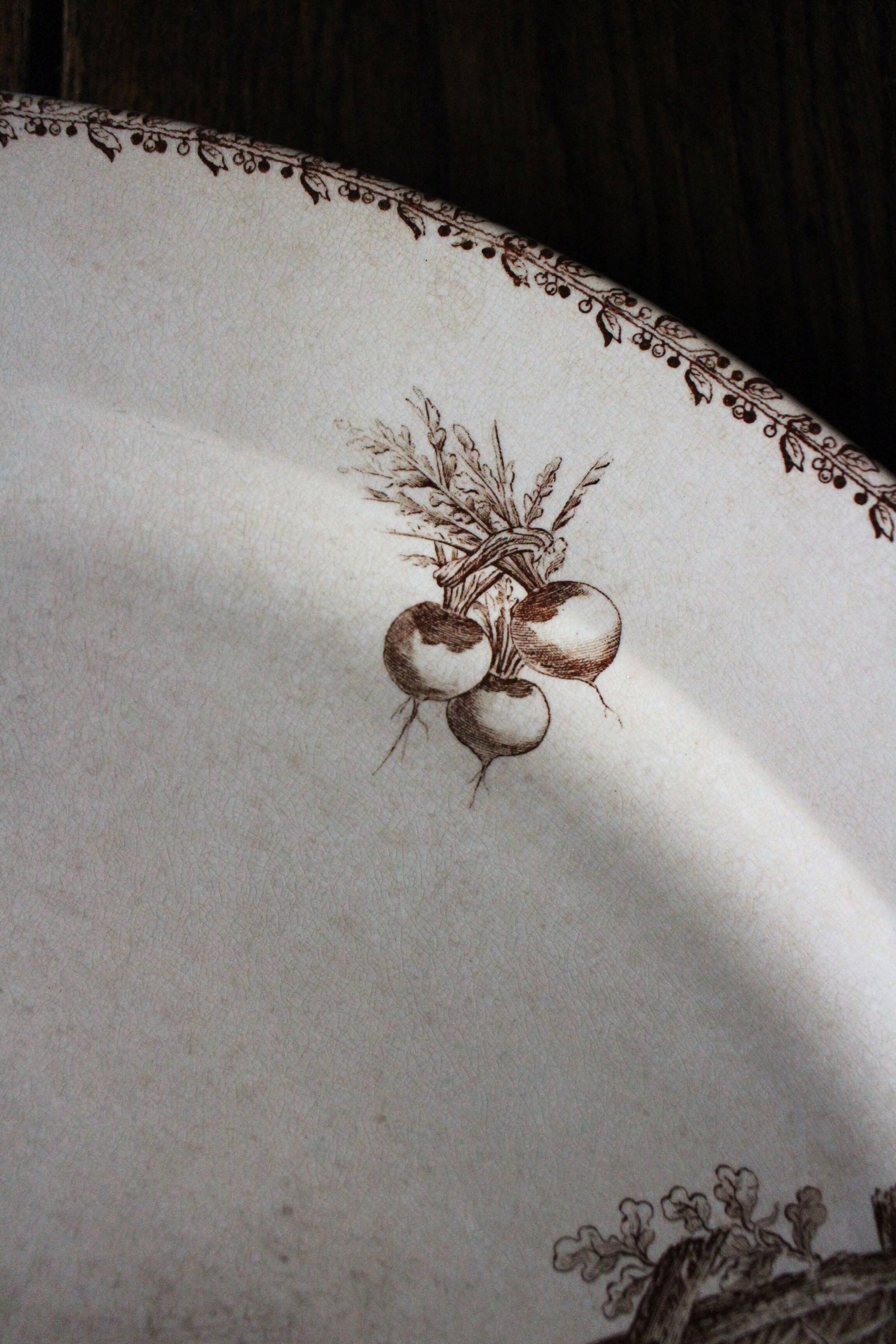 Oval sepia Oxford ironstone plate