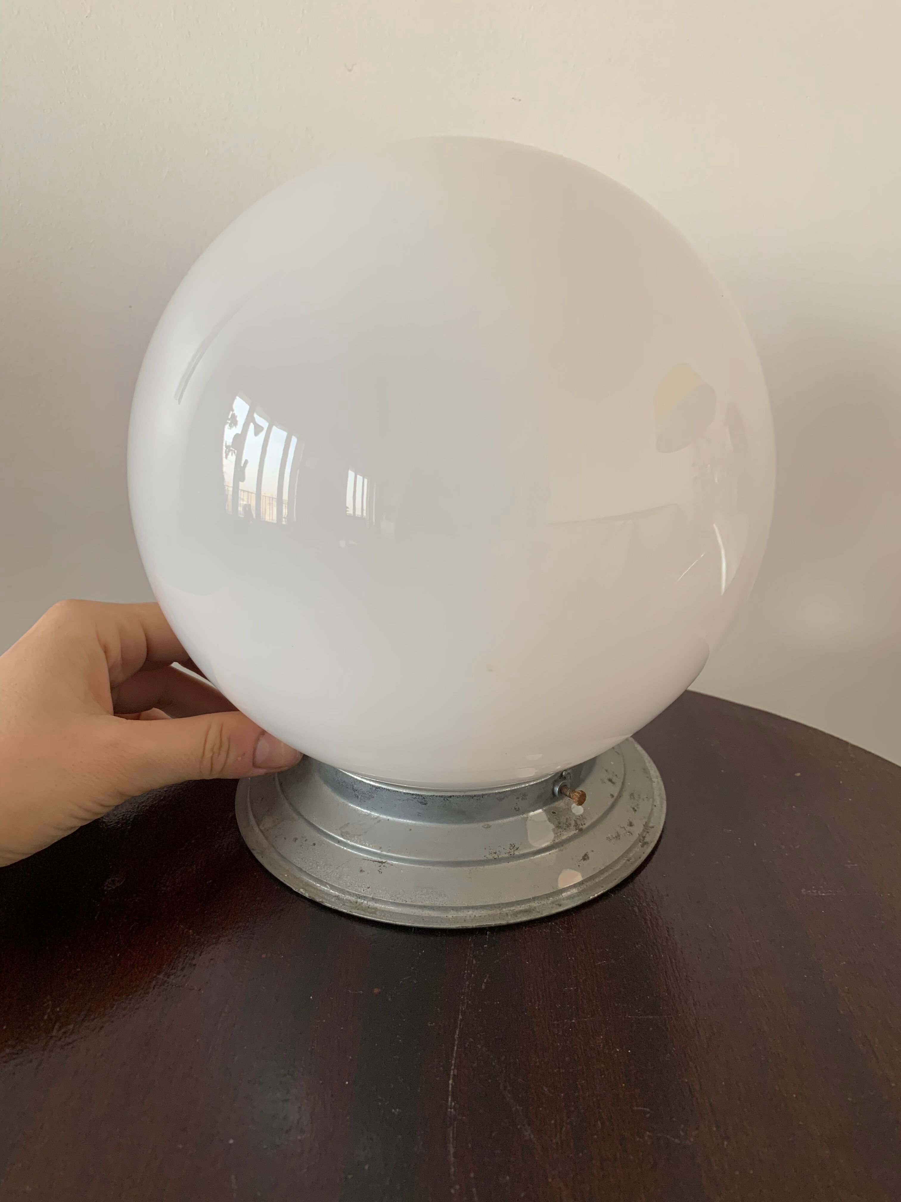 Ceiling lamp, art deco opaline globe