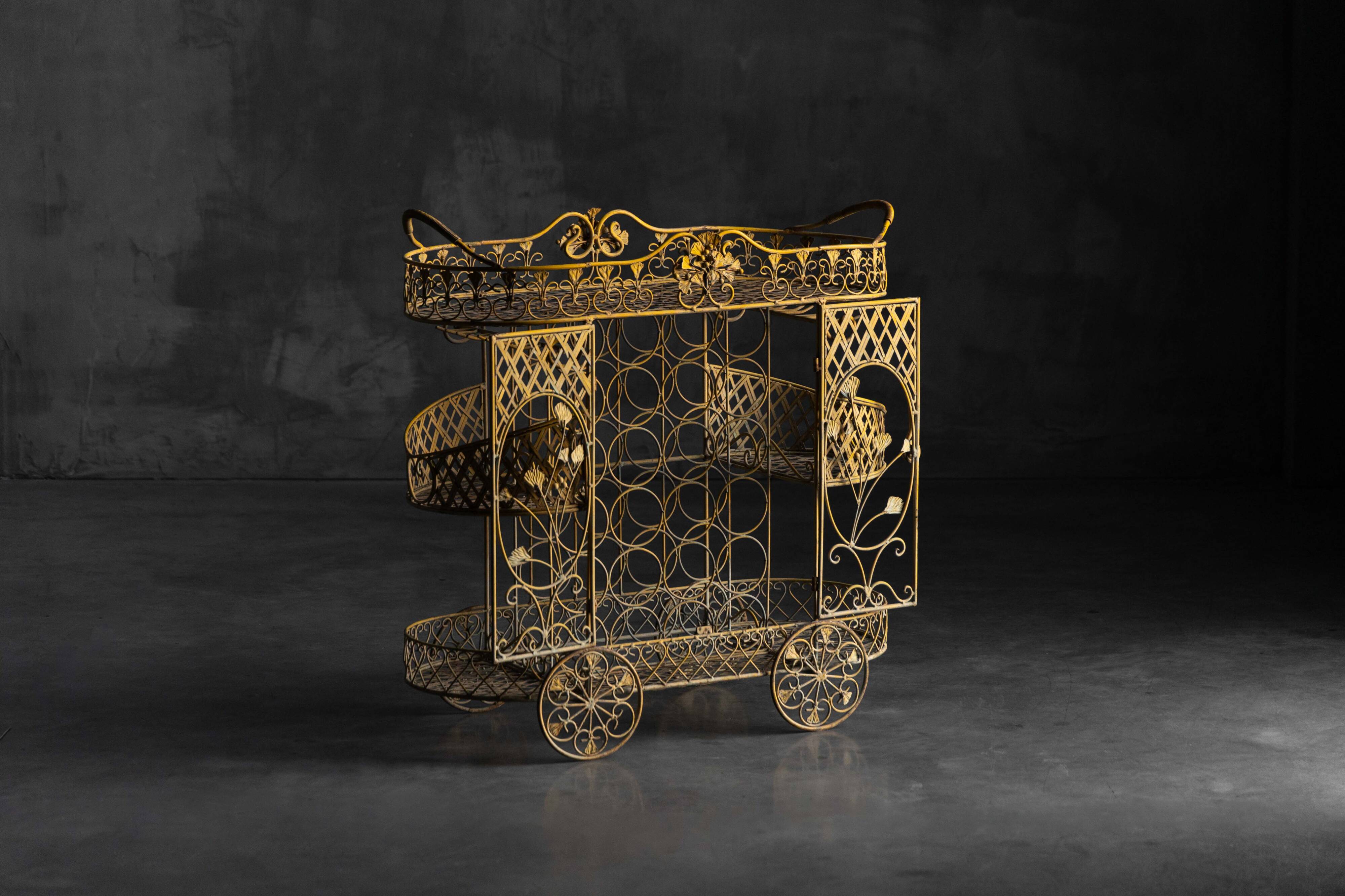 Antique cast iron serving trolley, France, early 20th century