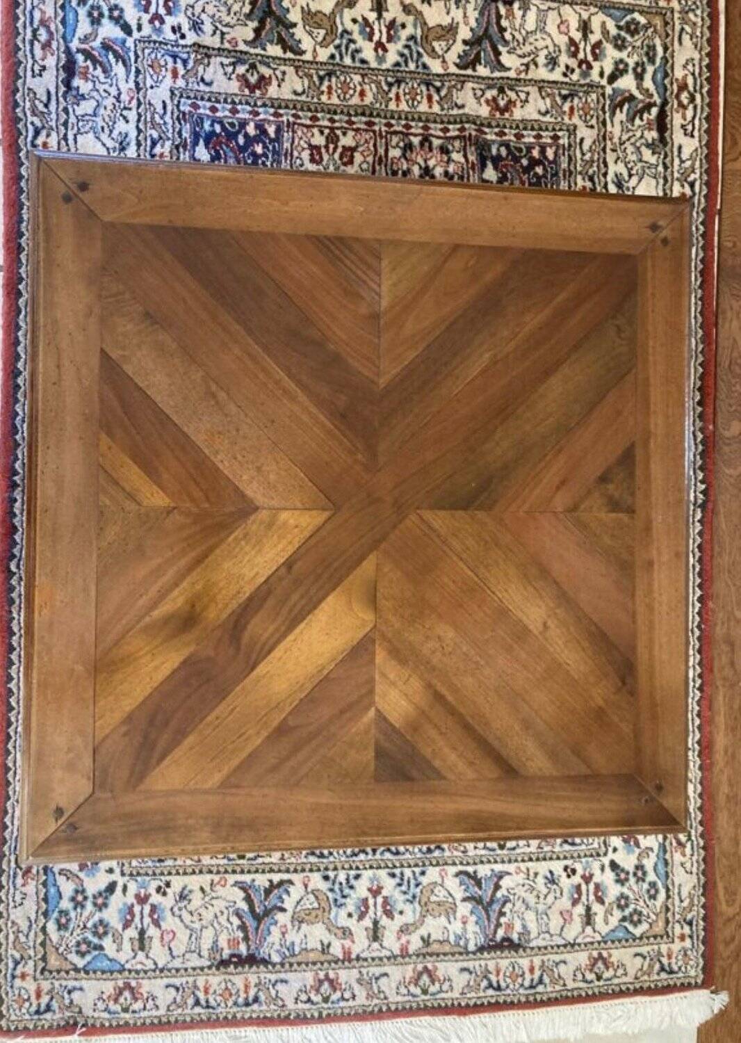 Coffee table in solid walnut – Versailles Parquet marquetry – Louis style