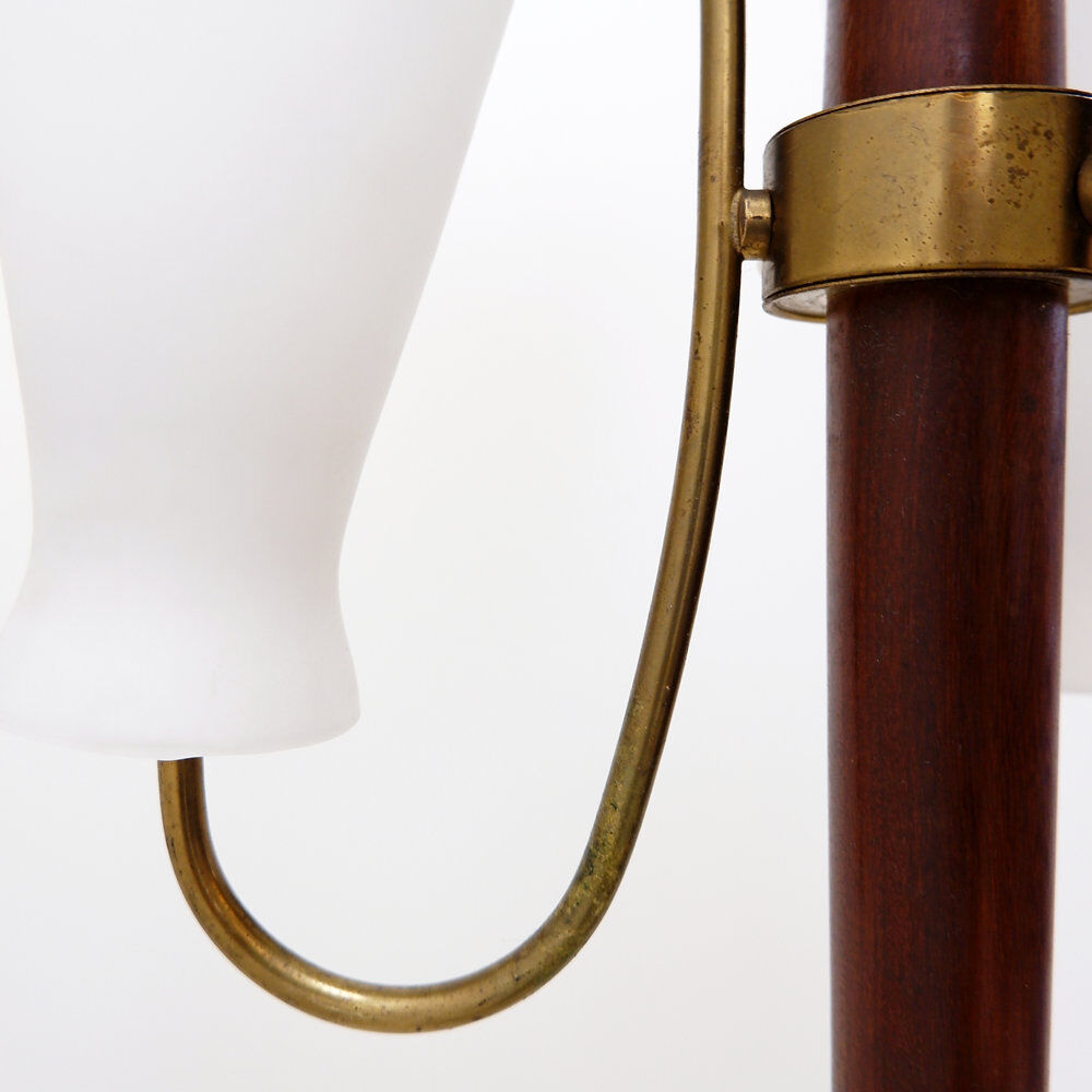 Tripod floor lamp with three arms and opaline glass - 1950s