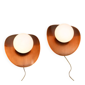 Vintage German Wall Lamps in Copper Plating from Ist Ellux, 1980s, set of 2