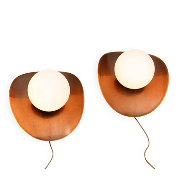 Vintage German Wall Lamps in Copper Plating from Ist Ellux, 1980s, set of 2