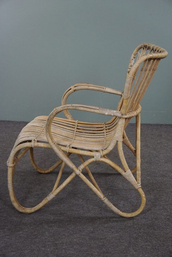 Fauteuil Belse 8 en rotin, design hollandais, 1950