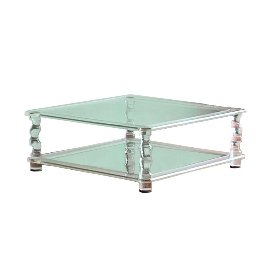 Two Tiered Coffee Table Manufactured for Maison Romeo in Lucite & Glass, France 1970s