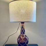 Vintage rattan glass lamp