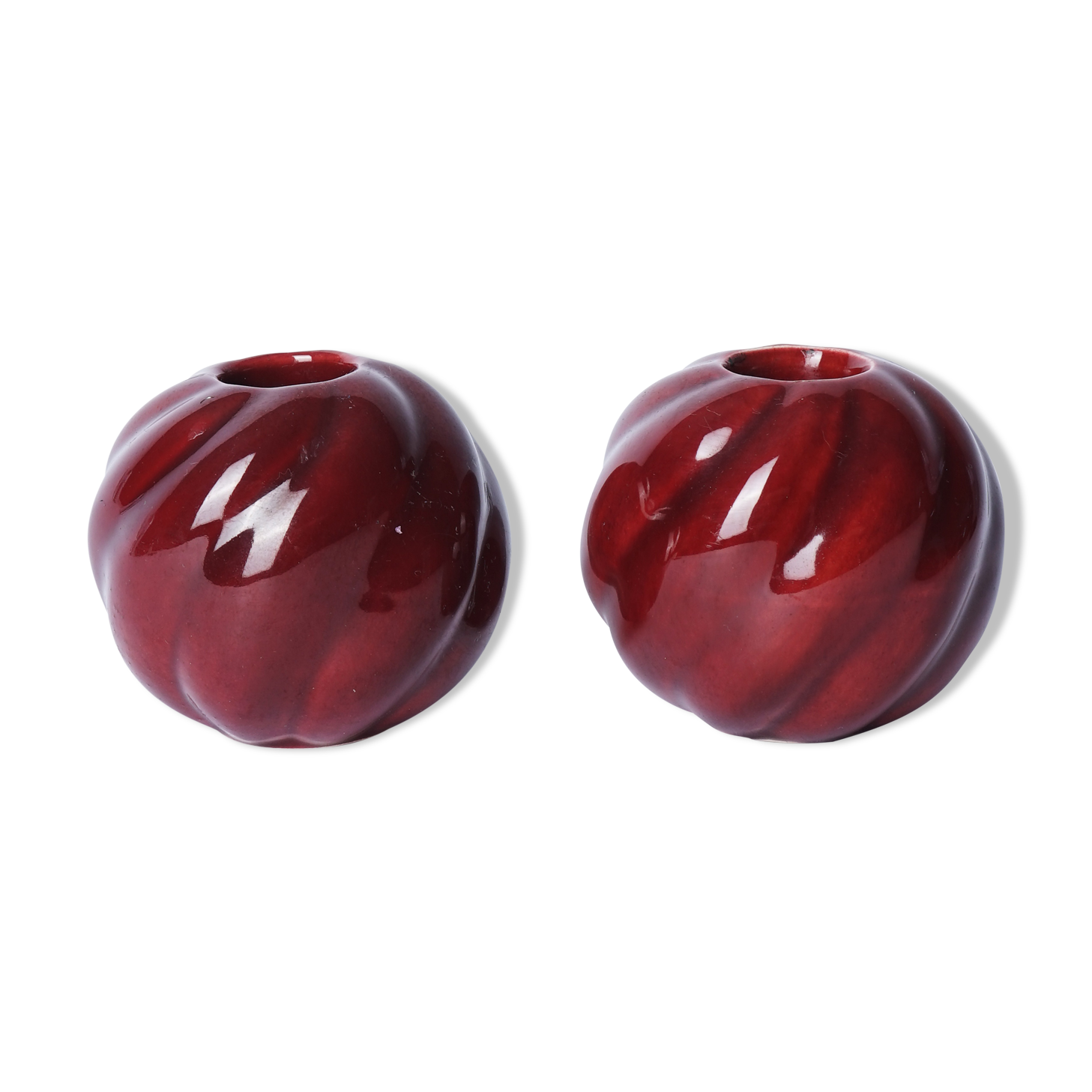 Pair of Red twisted candlesticks