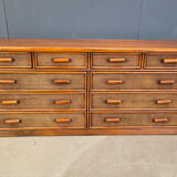 Vintage rattan and bamboo chest of drawers, 1970s