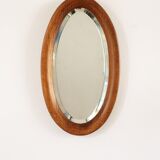 Miroir ovale en bois d'artisan 28x49cm