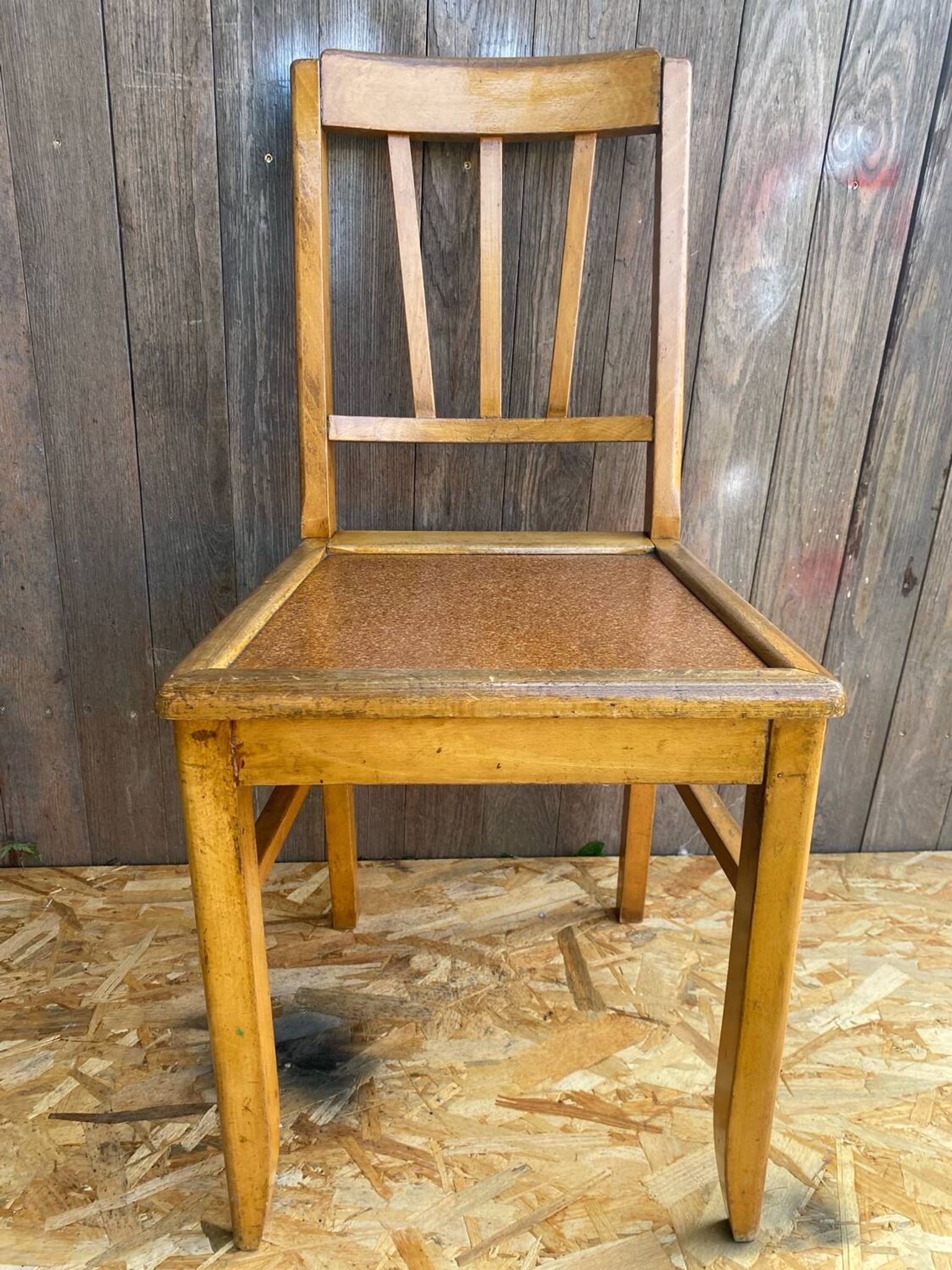 Set of 4 Antique Bistrot Chairs in Baumann Style Wood from the 60s