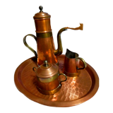 Copper milk jug and sugar bowl coffee maker