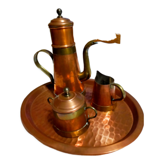 Copper milk jug and sugar bowl coffee maker