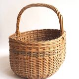 Blue stripe wicker basket