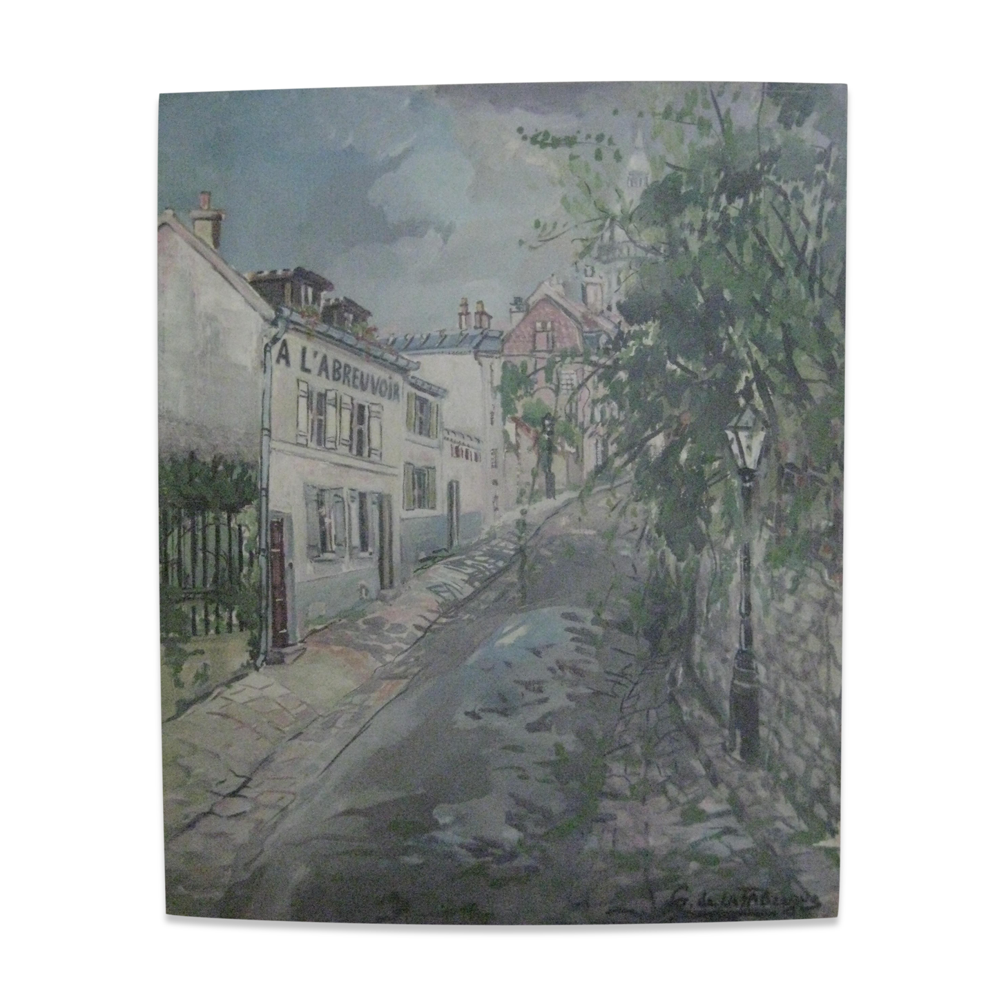 Painting oil painting Rue de Paris 16th 1967 G. De La Fabrègue