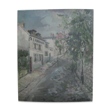 Painting oil painting Rue de Paris 16th 1967 G. De La Fabrègue