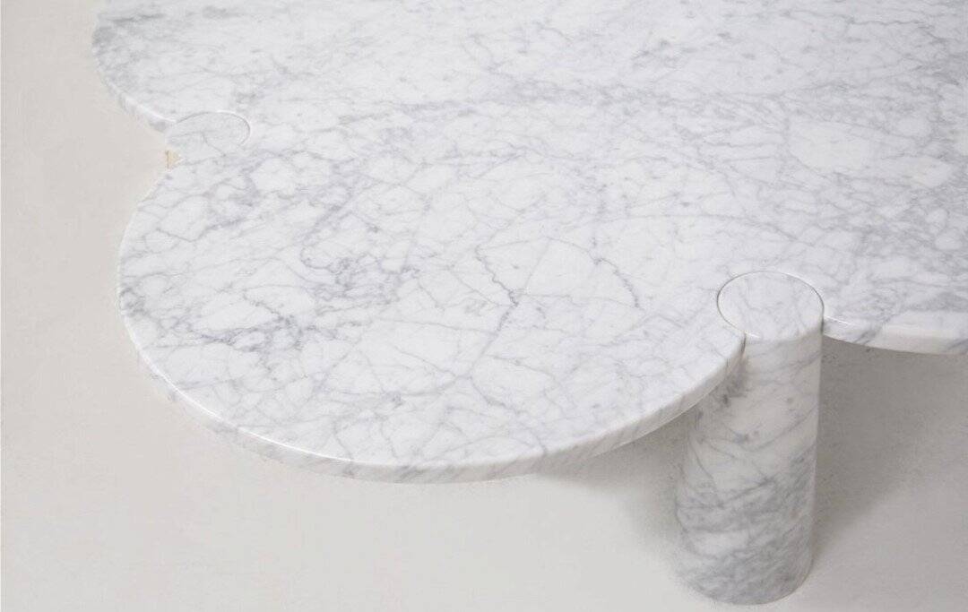 White Carrara Marble Eros Quadrifoglio Coffee Table by Angelo Mangiarotti for Skipper, 1990s