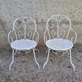 Paire de fauteuil en fer blanc ancien